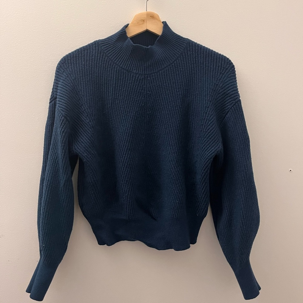 Blue Mock-neck Sweater
